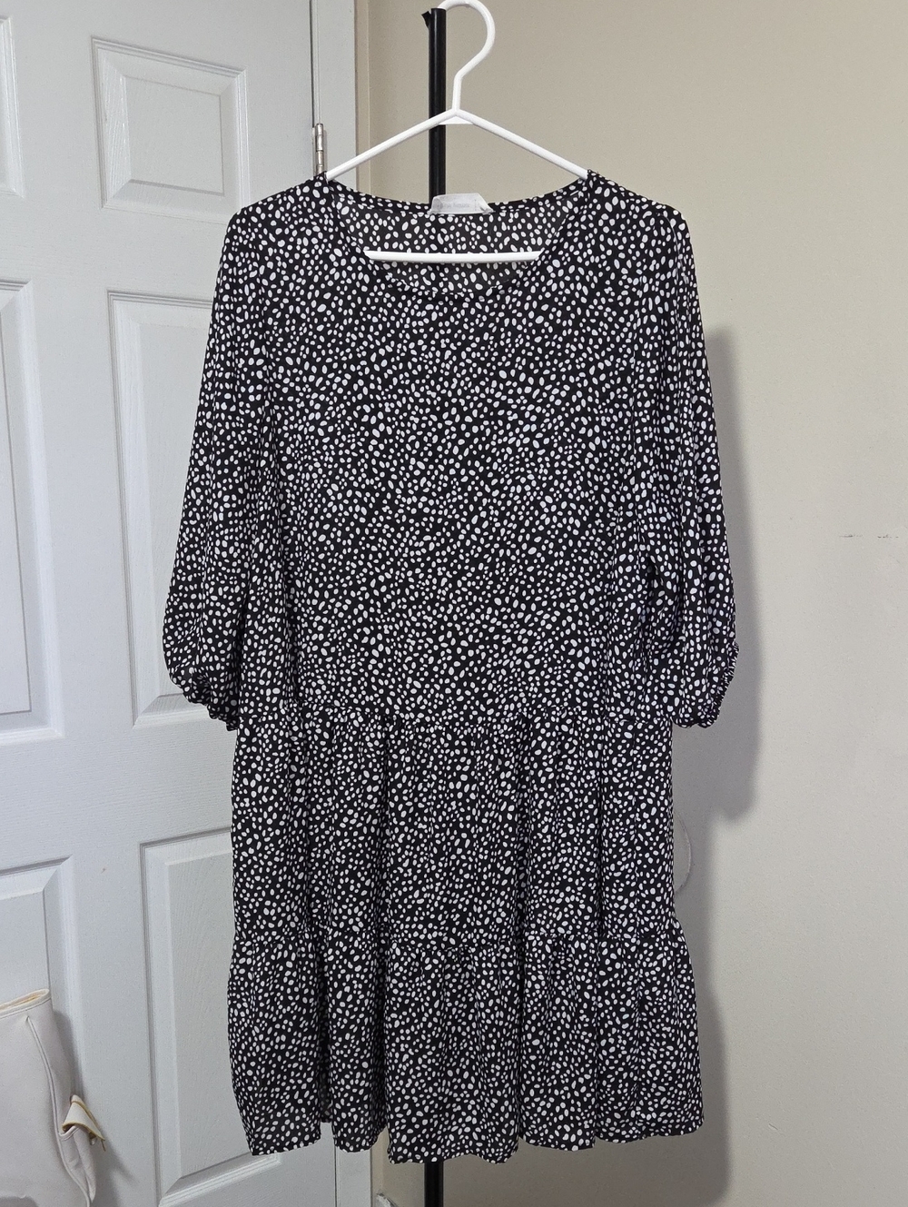 From Palmer Black & White Dot Midi Dress